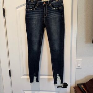 BKE Dark Wash Distressed Skinny Jeans